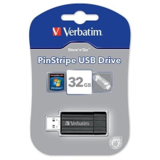 Verbatim Pendrive, 32GB, USB 2.0, 10/4MB/sec, VERBATIM "PinStripe", fekete pendrive