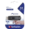 Verbatim Pendrive, 64GB, USB 3.2, 80/25 MB/s, VERBATIM "V3", fekete-szürke