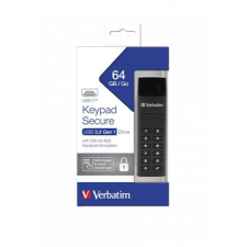 Verbatim Pendrive, 64GB, USB-C (USB 3.2), titkosítás, 160/130Mb/s, VERBATIM &quot;Keypad Secure&quot; pendrive