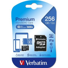 Verbatim Premium microSDXC 256GB UHS-I V10 U1 + SD adapter memóriakártya