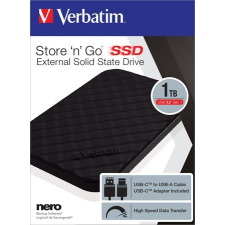 Verbatim SSD (külső memória), 1TB, USB 3.2, VERBATIM  Storen Go , fekete merevlemez