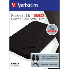 Verbatim SSD (külső memória), 1TB, USB 3.2, VERBATIM "Storen Go", fekete merevlemez