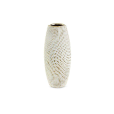  Verda kerámia váza fehér/arany 14x14x30 cm dekoráció