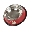 Verk Group Rozsdamentes kutya etetőtál, itatótál csúszásmentes talppal, nyomott mintával, piros, 1L (1000 ml )