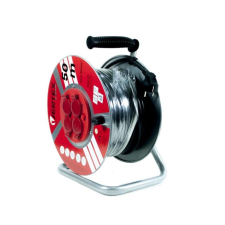 Vertex 220V Hosszabbító 4 aljzatos kábeldob 50m - Fekete/Piros hosszabbító, elosztó