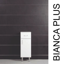 Vertex Bianca Plus 30 alacsony szekrény 1 ajtóval, 1 fiókkal, magasfényű fehér színben, jobbos fürdőszoba bútor