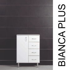 Vertex Bianca Plus 60 alacsony szekrény 1 ajtóval, 4 fiókkal,aida dió színben, balos fürdőszoba bútor
