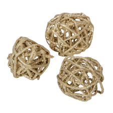  Vesszőlabda 3cm pezsgő&amp;glitter 17db-os dekorációs kellék