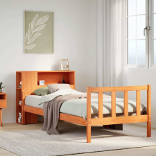  viaszbarna tömör fa könyvespolcos ágy matrac nélkül 75 x 190 cm ágy és ágykellék