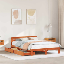  viaszbarna tömör fenyőfa ágy matrac nélkül 140 x 190 cm ágy és ágykellék