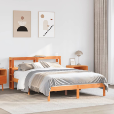 viaszbarna tömör fenyőfa ágykeret fejtámlával 135 x 190 cm ágy és ágykellék