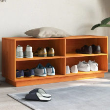  viaszbarna tömör fenyőfa cipőszekrény 110 x 34 x 45 cm bútor