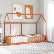 viaszbarna tömör fenyőfa házikó gyerekágykeret 90 x 190 cm ágy és ágykellék
