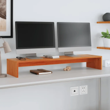  viaszbarna tömör fenyőfa monitorállvány 100x27x15 cm bútor
