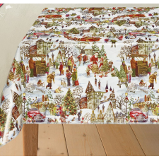 Viaszos vászon asztalterítő karácsonyi havas Santa claus 200x140cm karácsonyi textilia