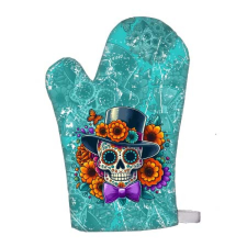  Vicces edényfogó kesztyű, Happy Halloween, cukorkoponya, türkiz lakástextília