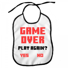  Vicces előke, Game Over Play Again? ajándéktárgy