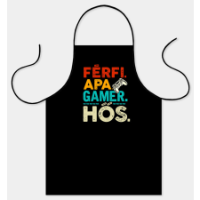 Vicces fekete kötény, férfi, apa, gamer, hős lakástextília