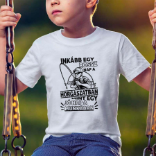 Vicces horgász gyerek póló - Egy horgász napja gyerek póló