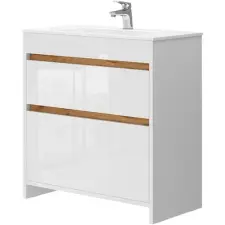  Vicco Detmold mosdószekrény, 80 cm, fehér/tölgyfa fürdőszoba bútor