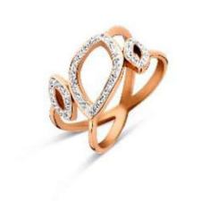 VICTORIA Rose gold színű fehér köves gyűrű gyűrű