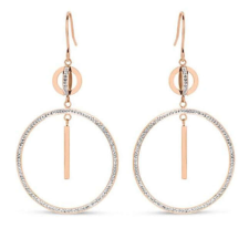 VICTORIA Rose gold színű fehér köves karika fülbevaló fülbevaló
