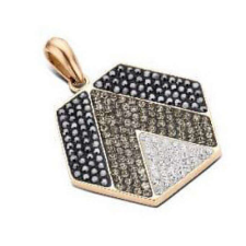 VICTORIA Rose gold színű fekete, fehér köves medál medál