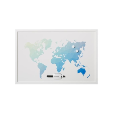 VICTORIA Üzenõtábla, mágneses, 60x40 cm, fehér keret, VICTORIA, "Világtérkép" térkép