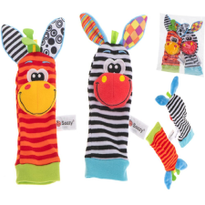  Vidám állatfigurás csörgő zokni babáknak - 2 db (BBI-9343-1) csörgő