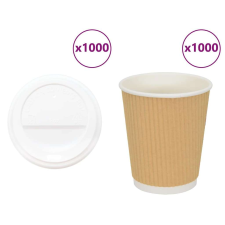 vidaXL 1000 db papír kávéscsészék fedővel 8oz 200ml party kellék