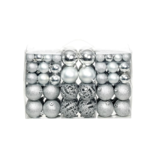 vidaXL 100 darabos ezüstszínű karácsonyi gömb készlet 6 cm kerti dekoráció