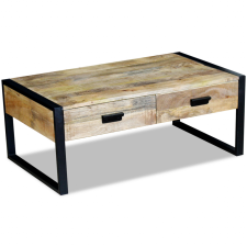 vidaXL 100x60x40 cm tömör mangófa dohányzóasztal 2 fiókkal bútor
