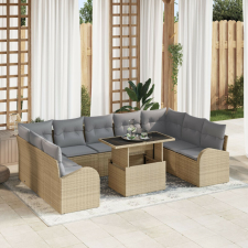 vidaXL 10 darabos Kert Sofa Szett Párnákkal Bézs Polyrattan kerti bútor