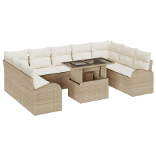 vidaXL 10 darabos kerti sofa készlet párnákkal, bézs, poli rattan (3348707) kerti bútor
