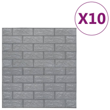 vidaXL 10 db antracitszürke öntapadós 3D tégla hatású falmatrica (150721) tapéta, díszléc és más dekoráció