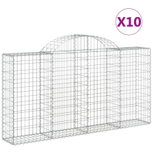vidaXL 10 db íves horganyzott vas gabion kosár 200x30x100/120 cm (3146118) kerti tárolás