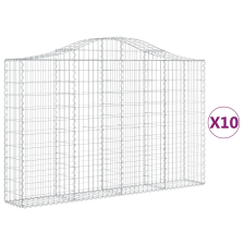 vidaXL 10 db íves horganyzott vas gabion kosár 200x30x120/140 cm (3145459) kerti tárolás