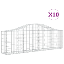 vidaXL 10 db íves horganyzott vas gabion kosár 200x30x60/80 cm (3145396) kerti tárolás