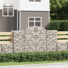 vidaXL 10 db íves horganyzott vas gabion kosár 200x50x120/140 cm kerti dekoráció