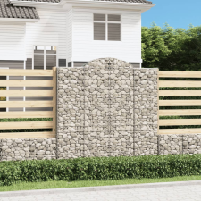 vidaXL 10 db íves horganyzott vas gabion kosár 200x50x200/220 cm kerti tárolás