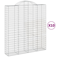 vidaXL 10 db íves horganyzott vas gabion kosár 200x50x220/240 cm (3146454) kerti tárolás
