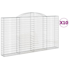 vidaXL 10 db íves horganyzott vas gabion kosár 300x30x160/180 cm (3146583) kerti tárolás