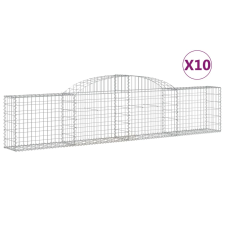 vidaXL 10 db íves horganyzott vas gabion kosár 300x30x60/80 cm (3146493) kerti tárolás