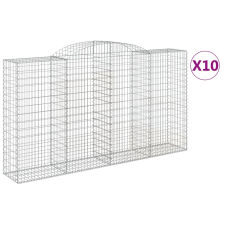 vidaXL 10 db íves horganyzott vas gabion kosár 300x50x160/180 cm (3146763) kerti tárolás