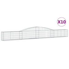 vidaXL 10 db íves horganyzott vas gabion kosár 400x30x40/60 cm (3146835) kerti tárolás