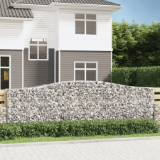 vidaXL 10 db íves horganyzott vas gabion kosár 400x50x120/140 cm kerti tárolás