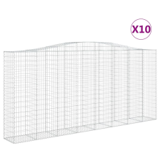 vidaXL 10 db íves horganyzott vas gabion kosár 400x50x180/200 cm (3146016) kerti tárolás