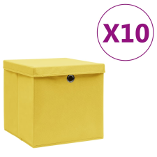 vidaXL 10 db sárga fedeles tárolódoboz 28 x 28 x 28 cm bútor