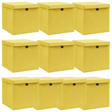 vidaXL 10 db sárga szövet tárolódoboz fedéllel 32 x 32 x 32 cm bútor