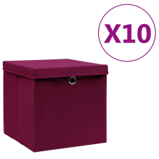 vidaXL 10 db sötétpiros fedeles tárolódoboz 28 x 28 x 28 cm bútor